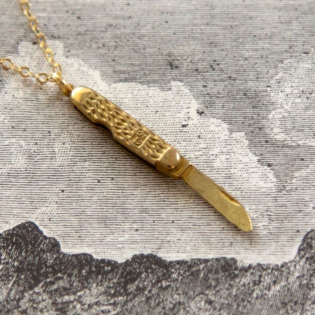 Vintage Pocket Knife Charm Necklace