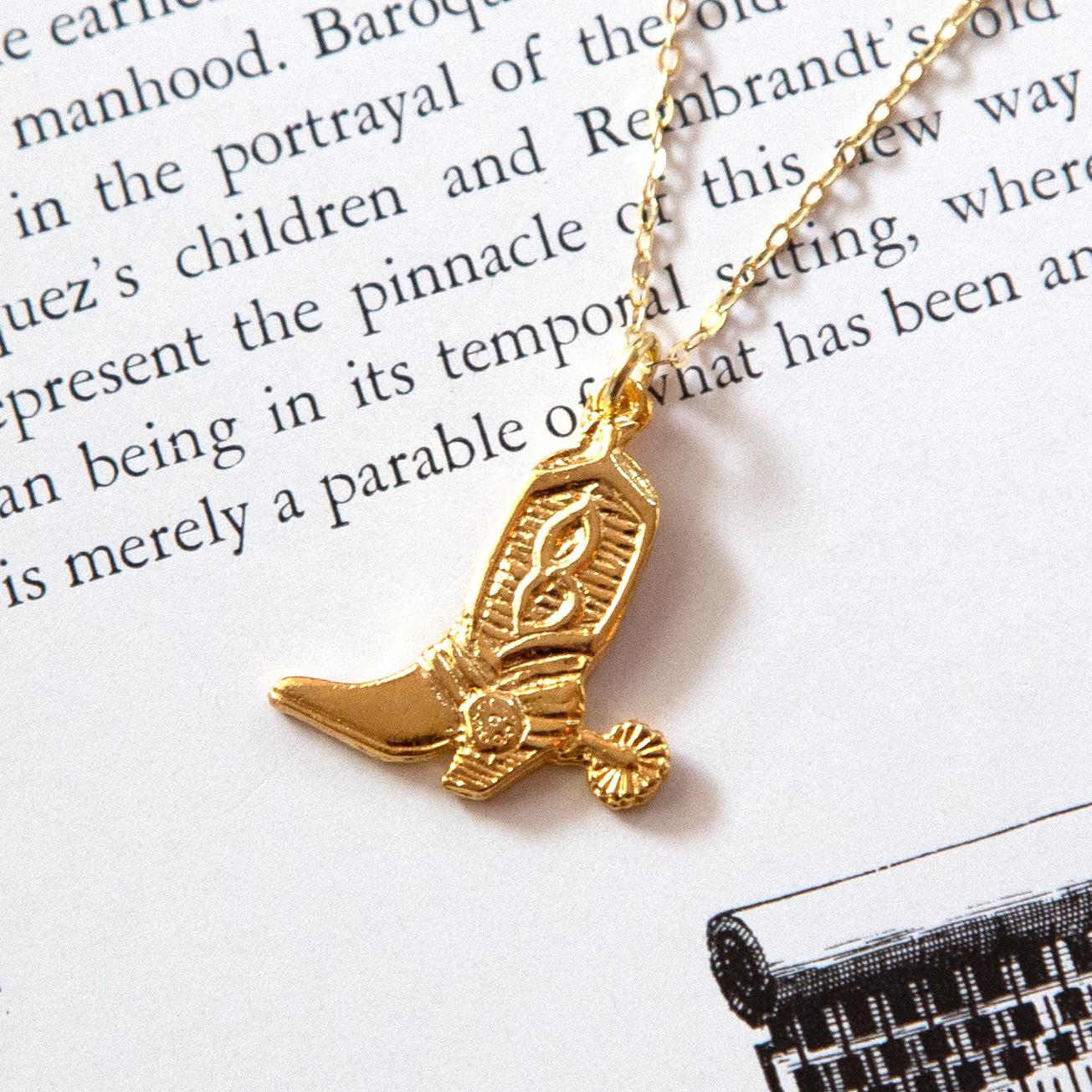 Vintage Gold Cowboy Boot Necklace