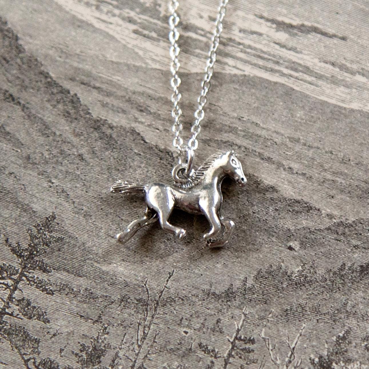Vintage Running Horse Charm Necklace