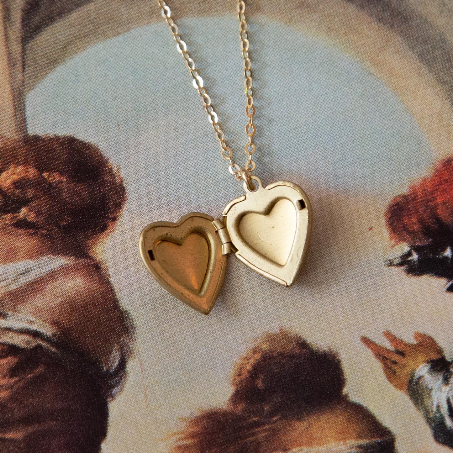 Vintage Mini Gold Heart Locket Necklace