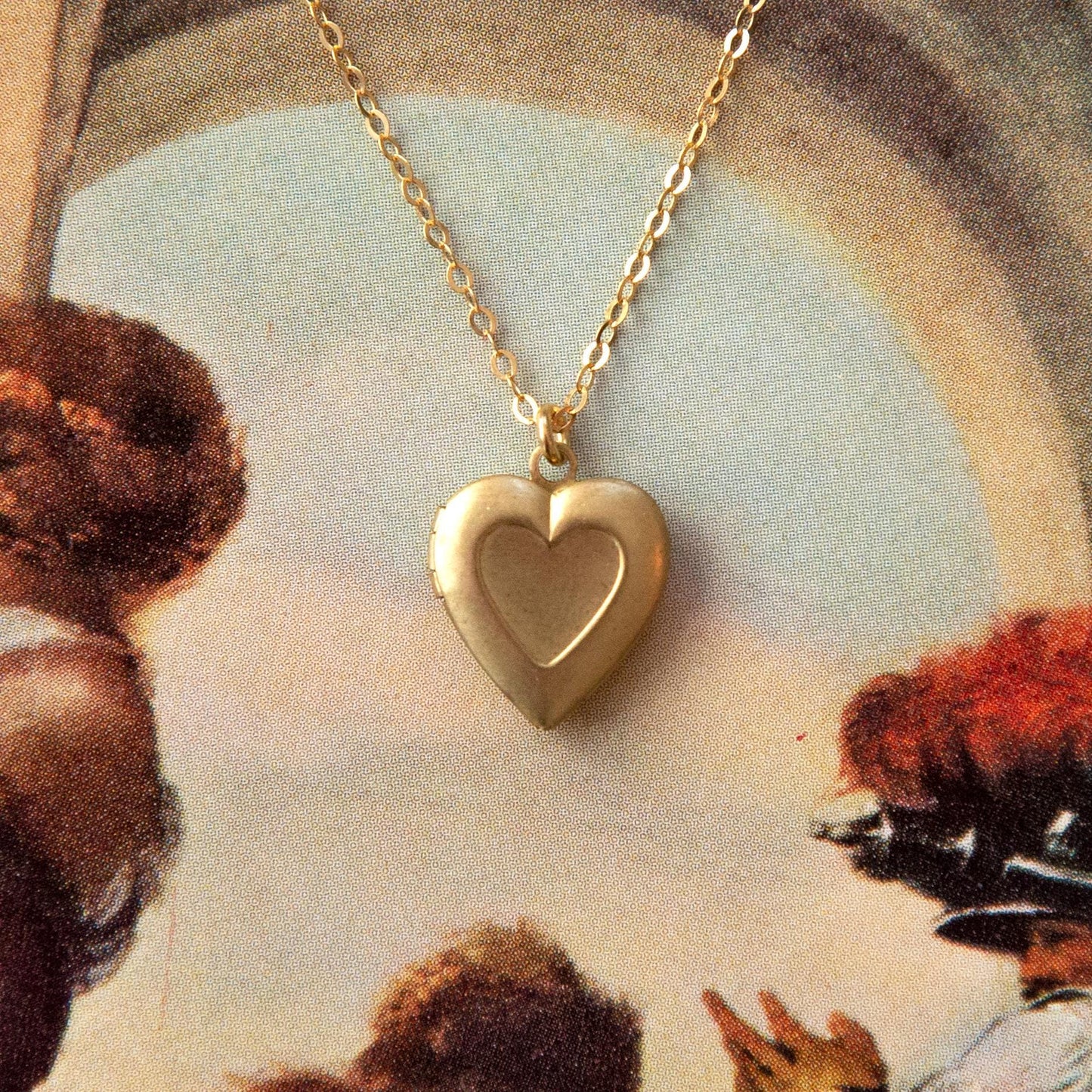 Vintage Mini Gold Heart Locket Necklace