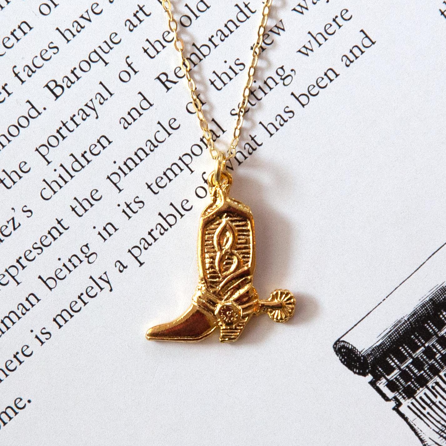 Vintage Gold Cowboy Boot Necklace