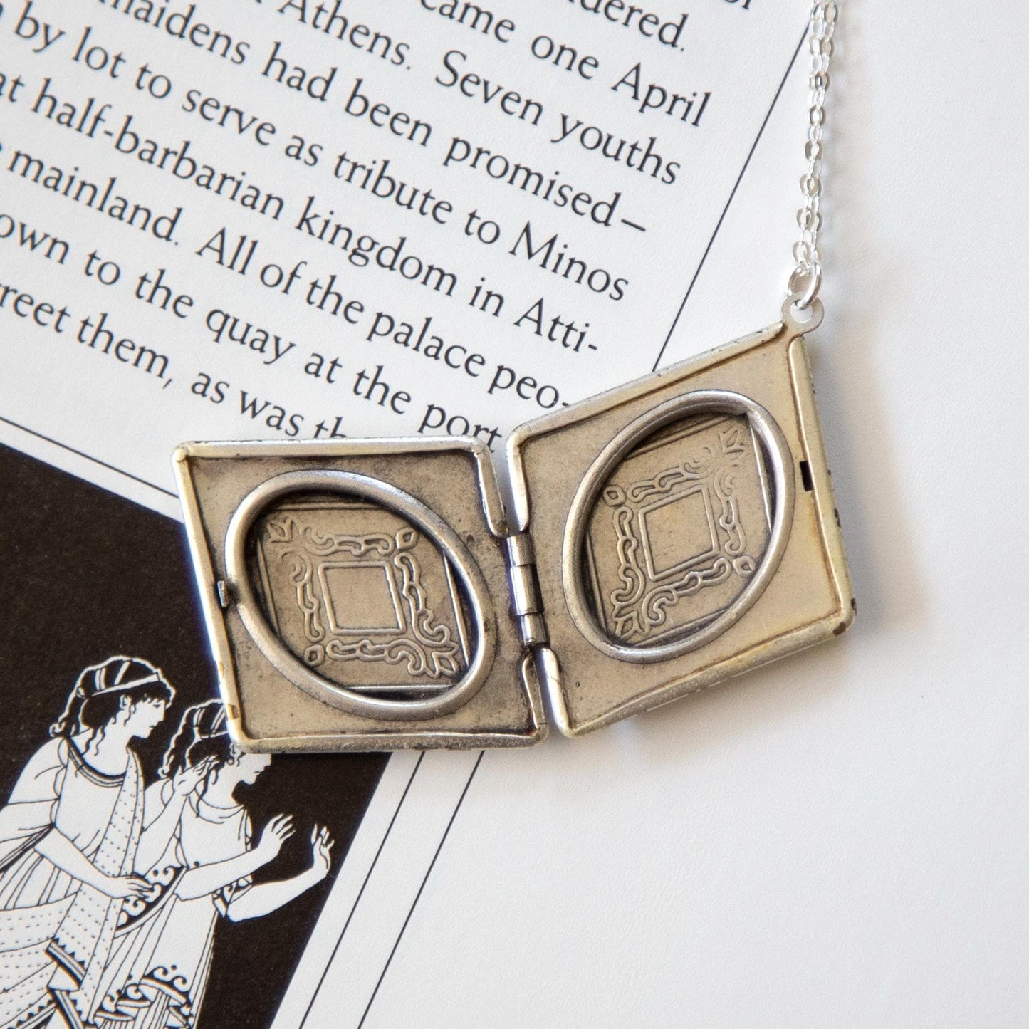 Vintage Silver Diamond Locket Necklace