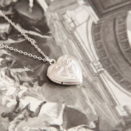 Vintage Silver Heart Locket Necklace