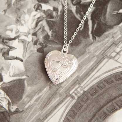 Vintage Silver Heart Locket Necklace