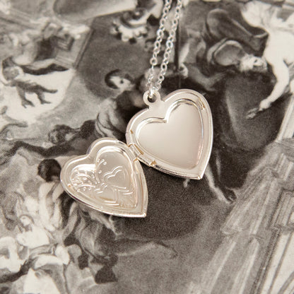 Vintage Silver Heart Locket Necklace