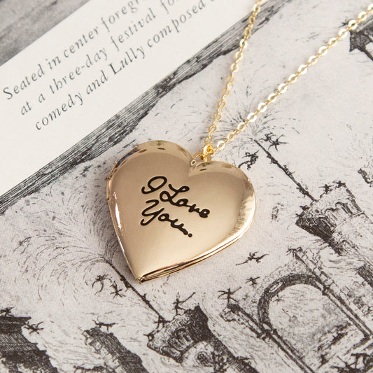 Vintage Gold 'I Love You' Heart Locket Necklace