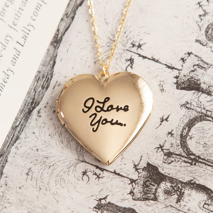 Vintage Gold 'I Love You' Heart Locket Necklace