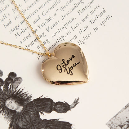 Vintage Gold 'I Love You' Heart Locket Necklace