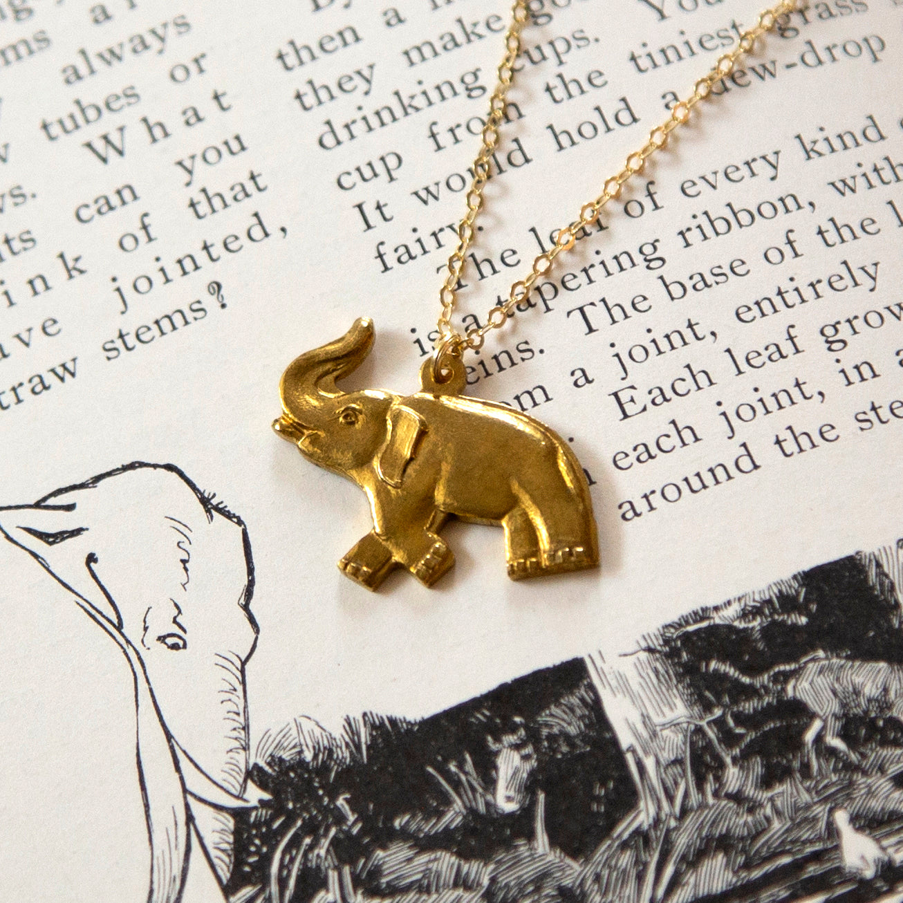 Vintage Elephant Charm Necklace
