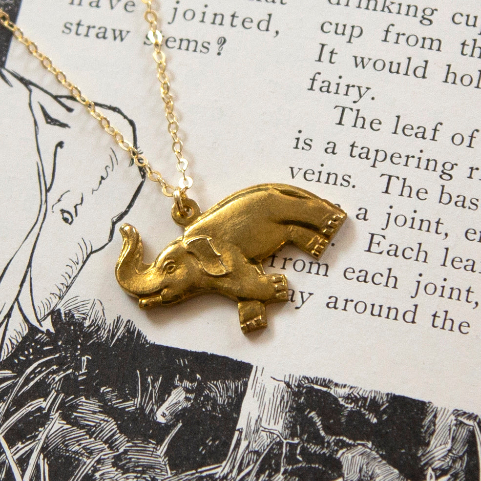 Vintage Elephant Charm Necklace