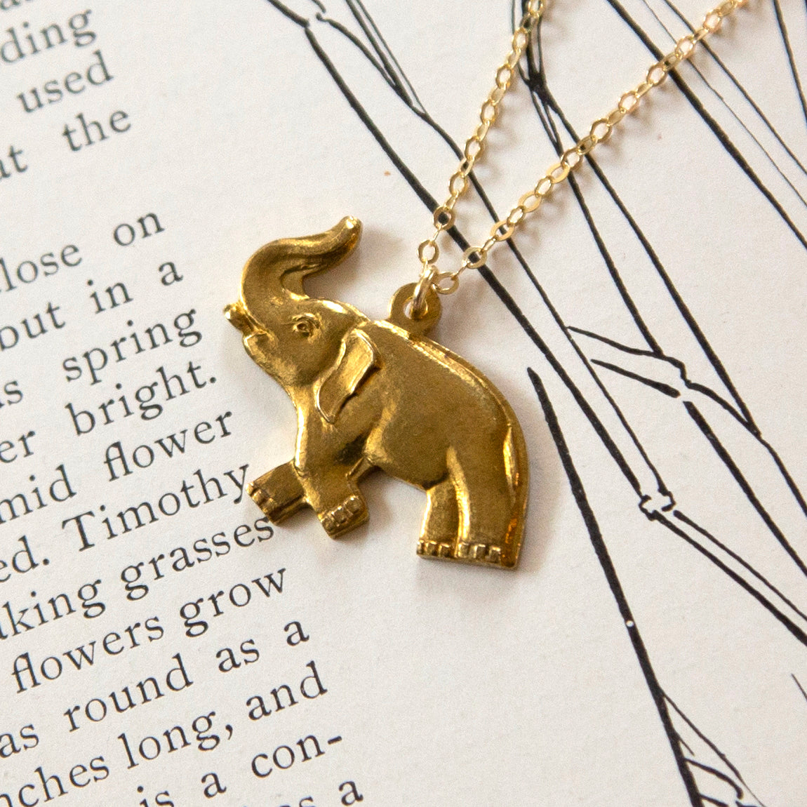 Vintage Elephant Charm Necklace