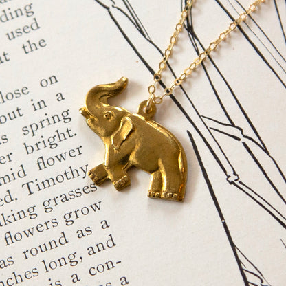 Vintage Elephant Charm Necklace