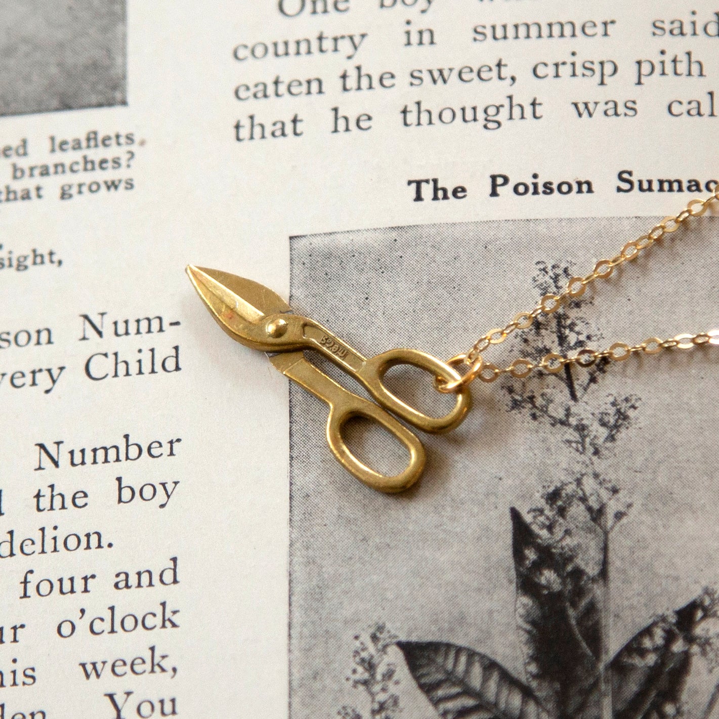 Vintage Brass Clippers Charm Necklace