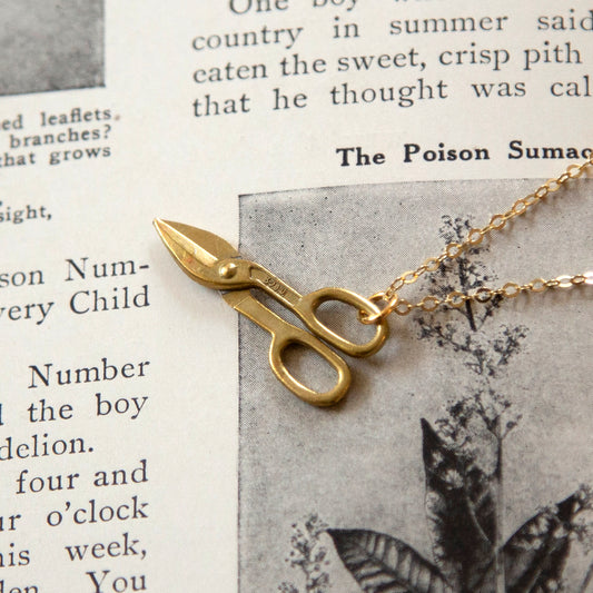 Vintage Brass Clippers Charm Necklace