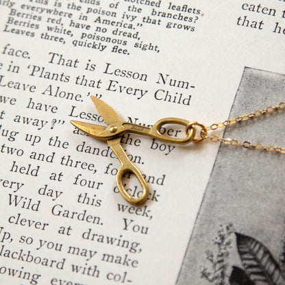 Vintage Brass Clippers Charm Necklace