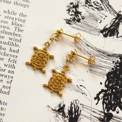 Vintage Turtle Charm Earrings