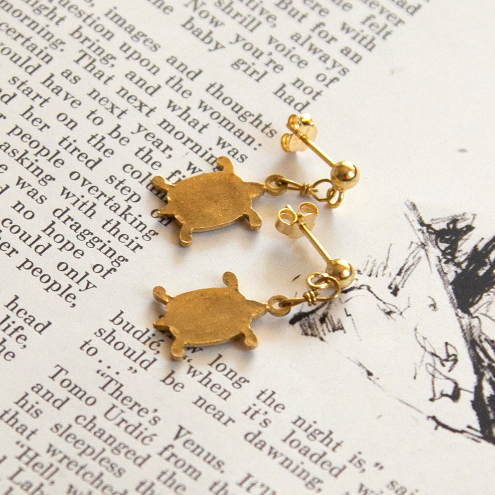 Vintage Turtle Charm Earrings