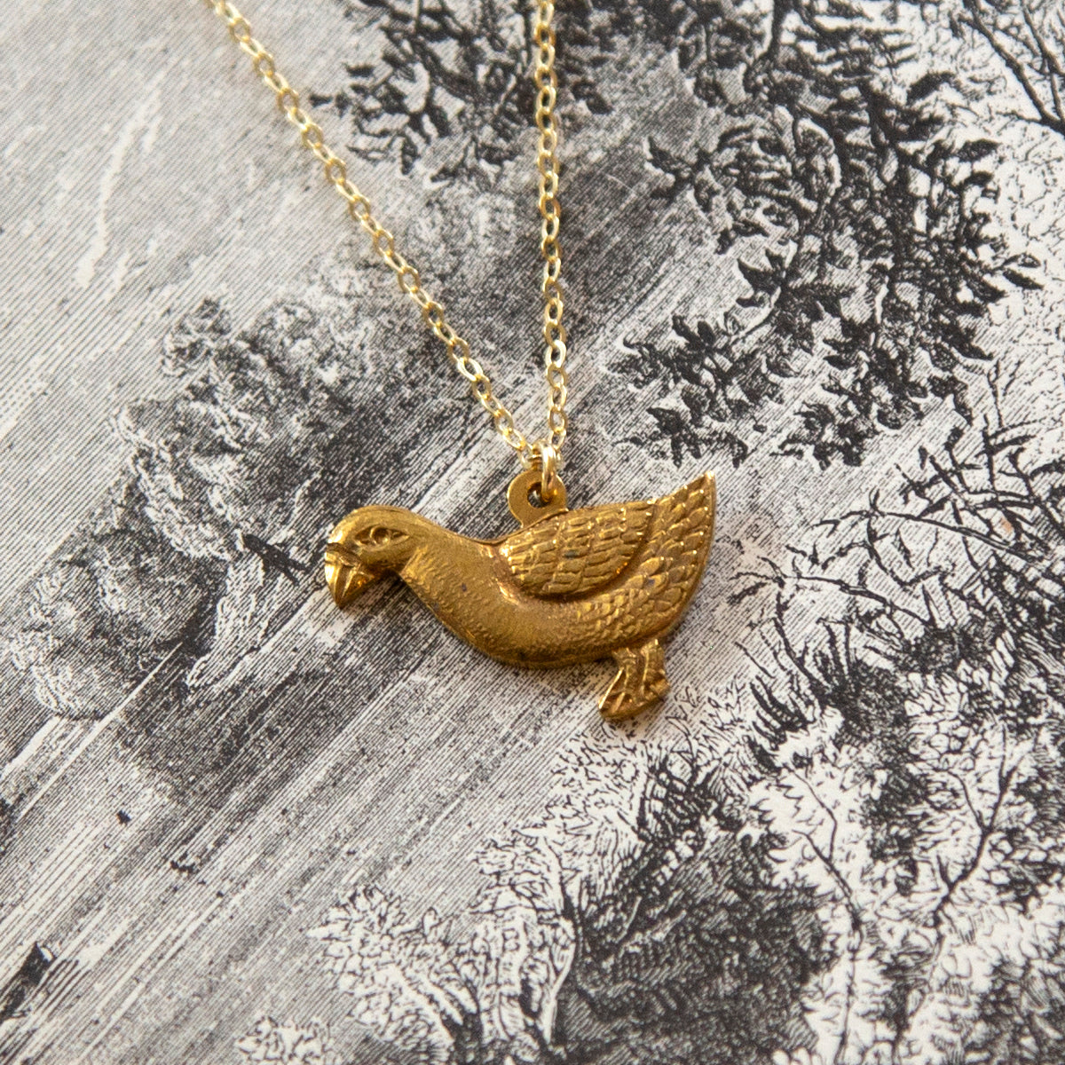 Vintage Duck Charm Necklace