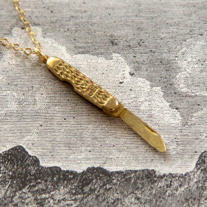 Vintage Pocket Knife Charm Necklace