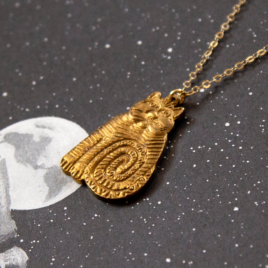 Vintage Cat Charm Necklace (Large)