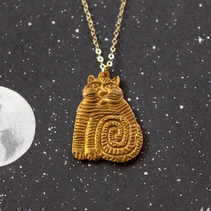 Vintage Cat Charm Necklace (Large)