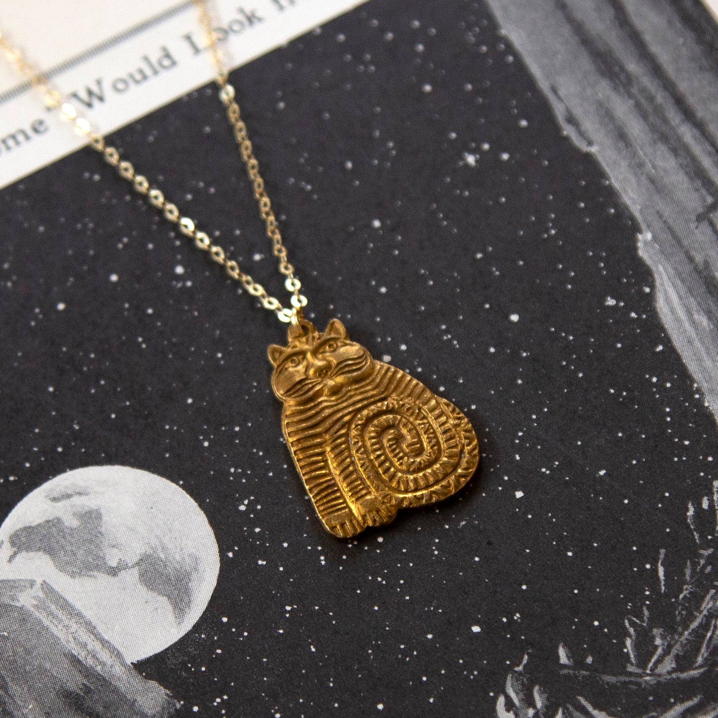 Vintage Cat Charm Necklace (Large)