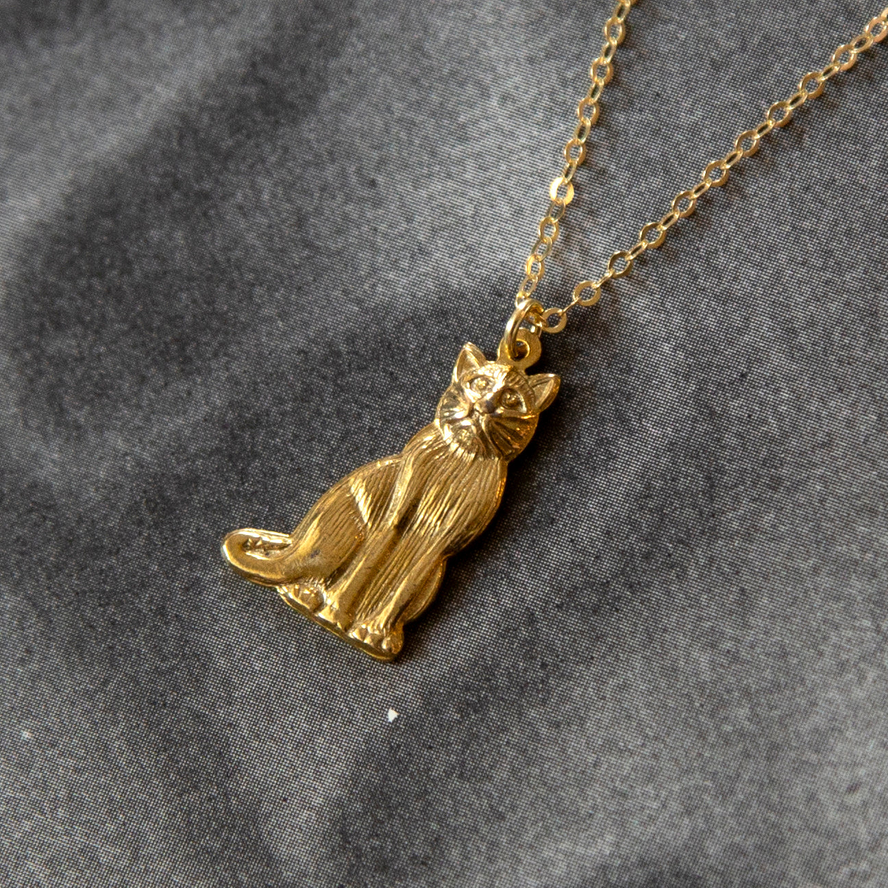Vintage Cat Charm Necklace (Small)