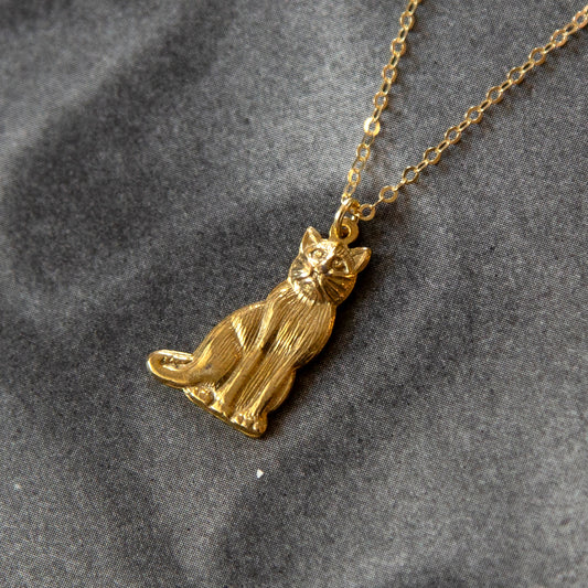 Vintage Cat Charm Necklace (Small)