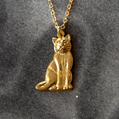 Vintage Cat Charm Necklace (Small)