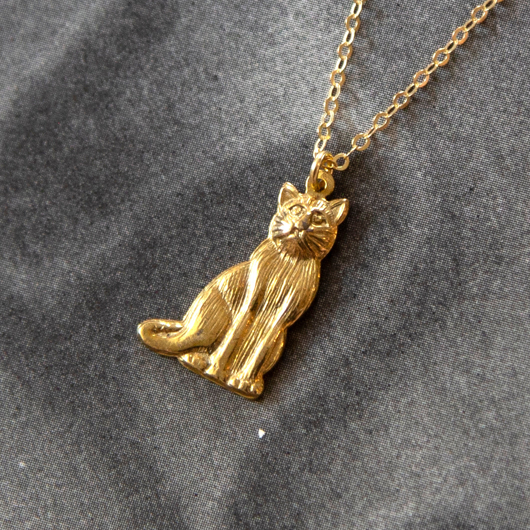 Vintage Cat Charm Necklace (Small)