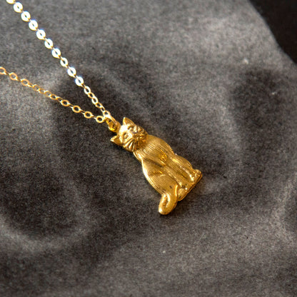 Vintage Cat Charm Necklace (Small)