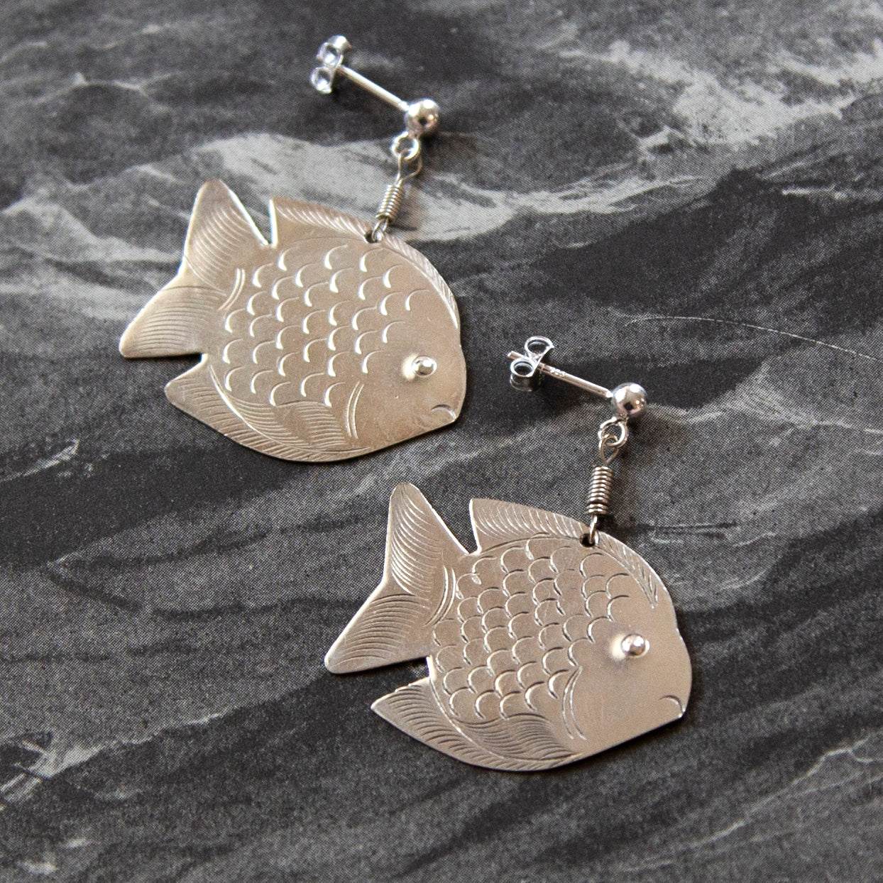 Vintage Fish Charm Earrings