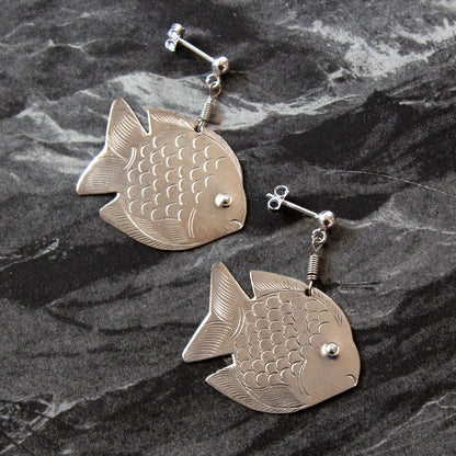 Vintage Fish Charm Earrings