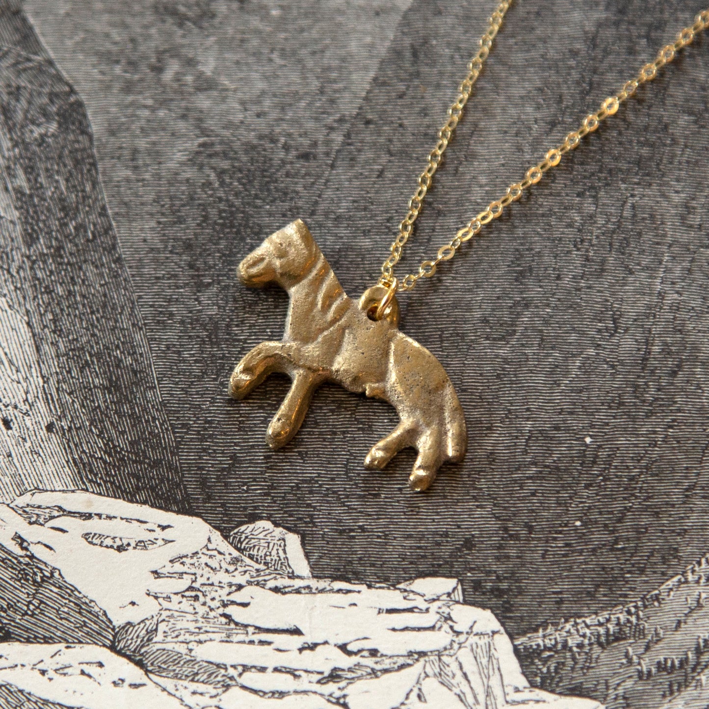 Vintage Folk Horse Charm Necklace