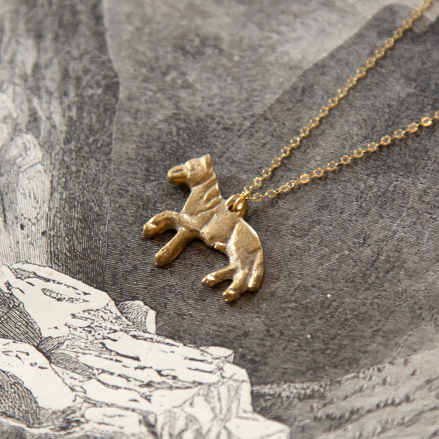 Vintage Folk Horse Charm Necklace