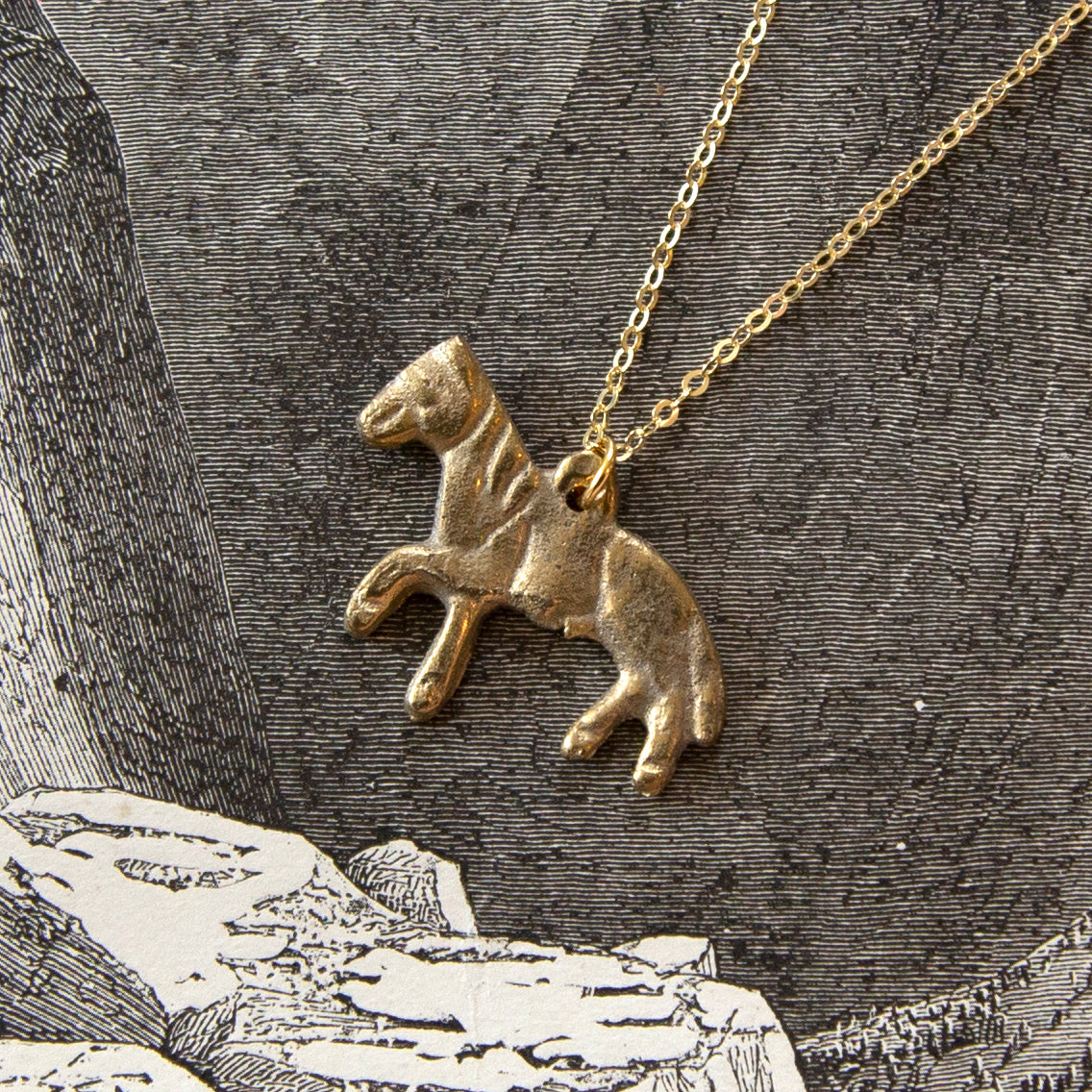 Vintage Folk Horse Charm Necklace