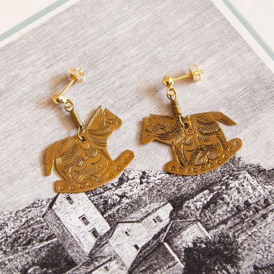 Vintage Rocking Horse Charm Earrings