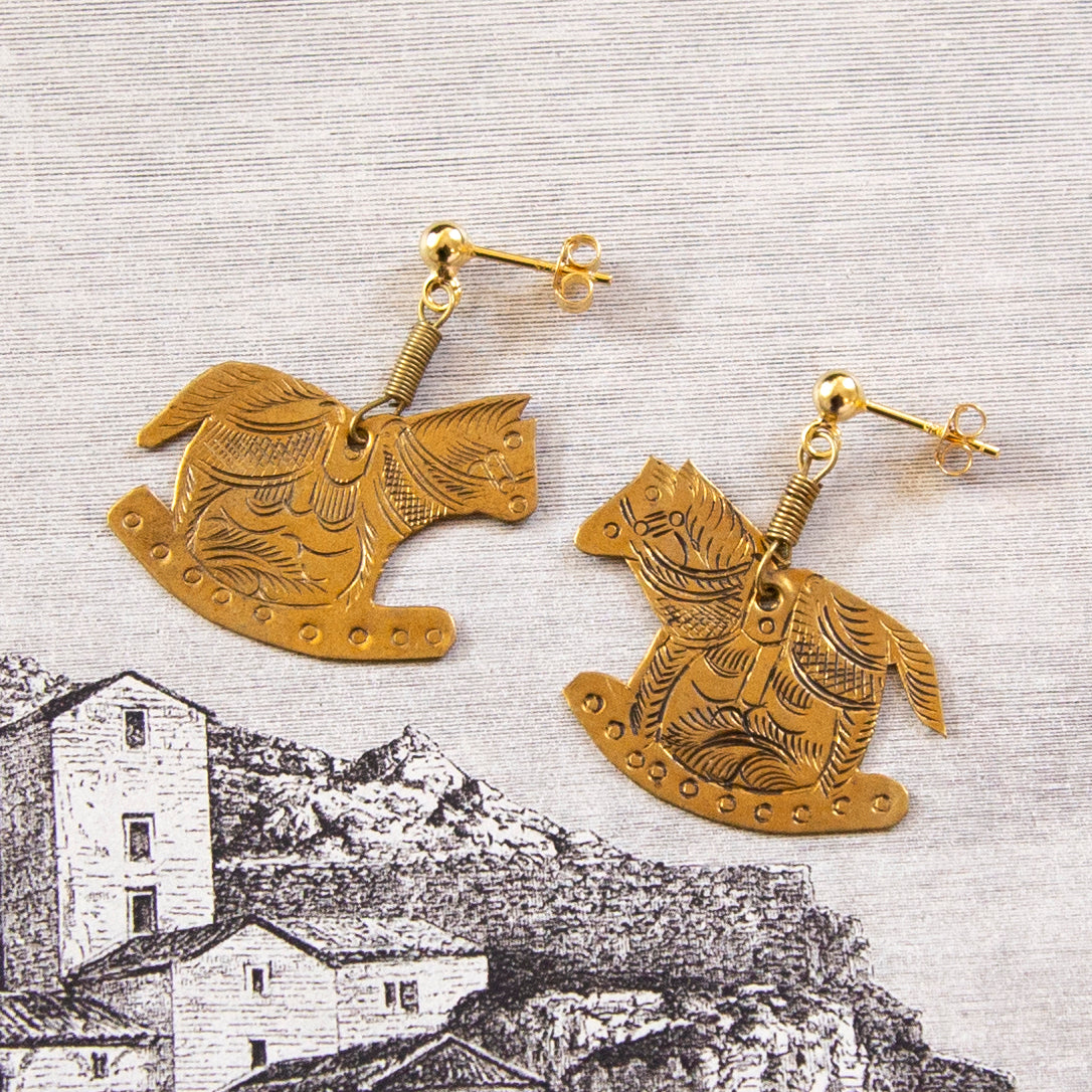 Vintage Rocking Horse Charm Earrings