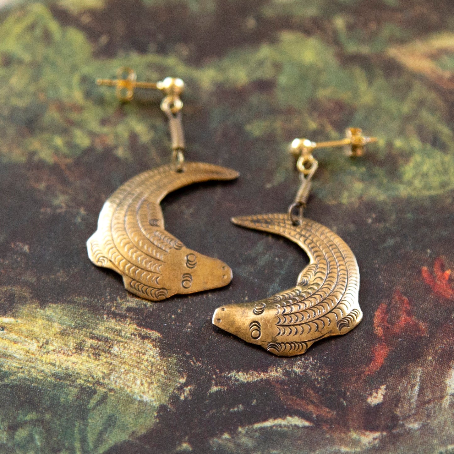Vintage Alligator Charm Earrings
