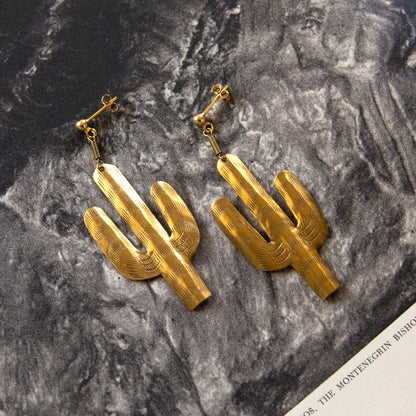 Vintage Cactus Charm Earrings (Large)