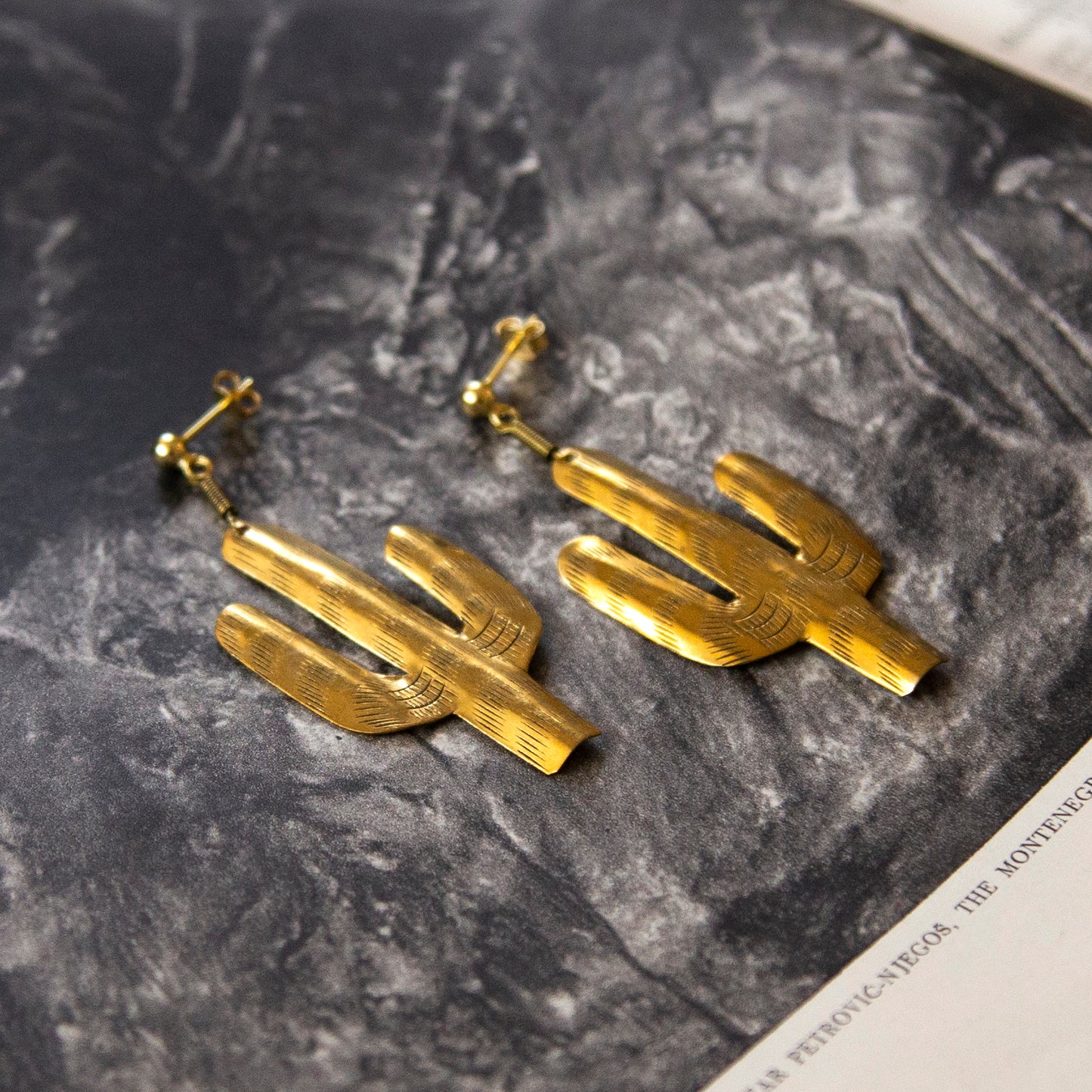 Vintage Cactus Charm Earrings (Large)