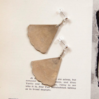 Vintage Silver Fan Charm Earrings