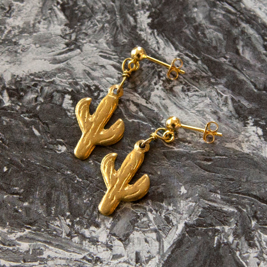 Vintage Cactus Charm Earrings (Small)