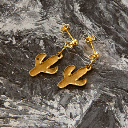 Vintage Cactus Charm Earrings (Small)