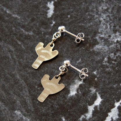 Vintage Silver Cactus Charm Earrings