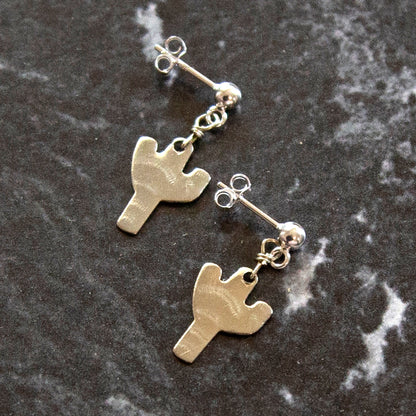 Vintage Silver Cactus Charm Earrings