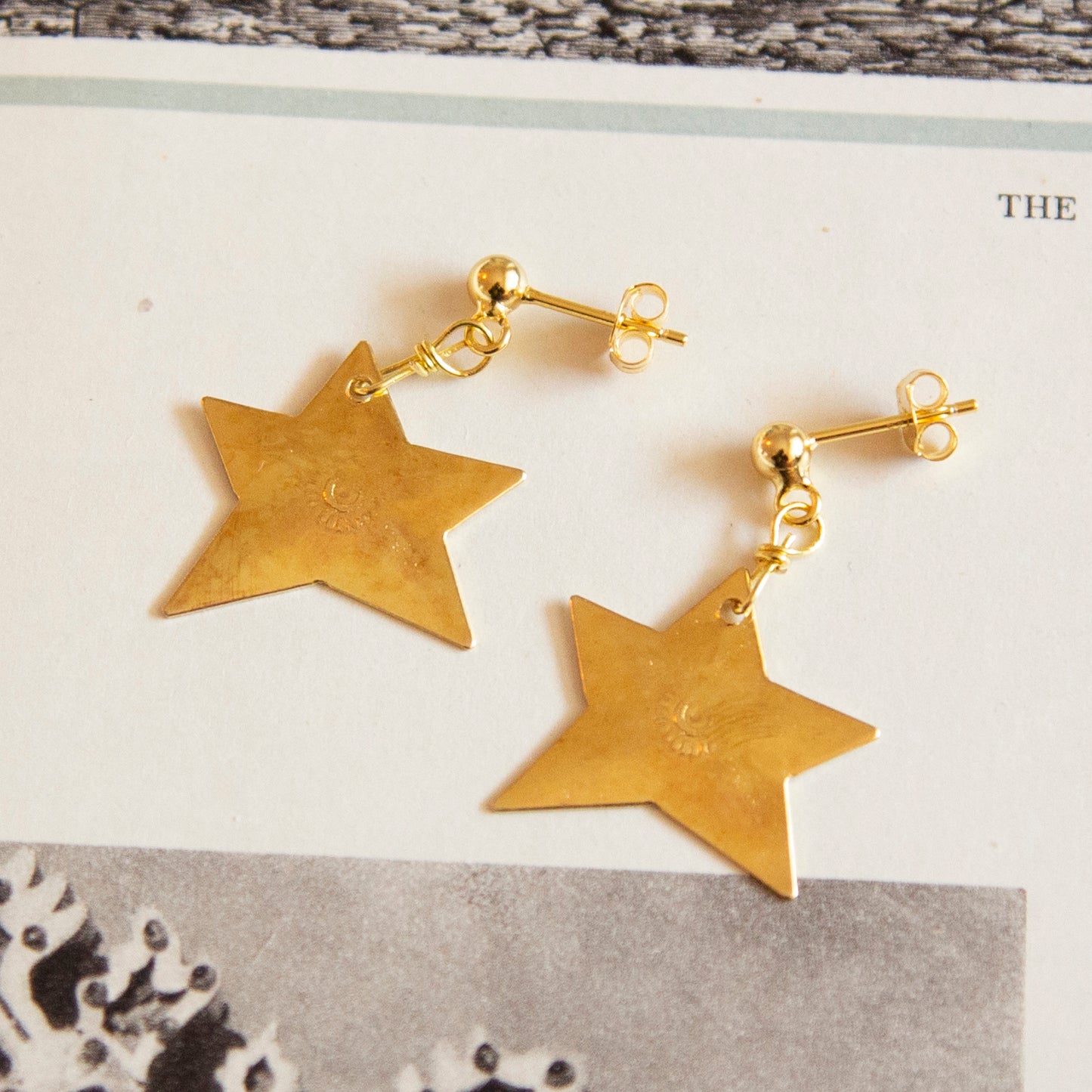 Vintage Brass Star Earrings