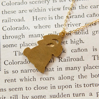 Vintage Rabbit Charm Necklace - Brass & Gold
