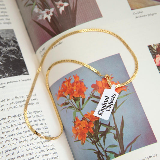 Vintage Gold Flat Snake Chain Necklace